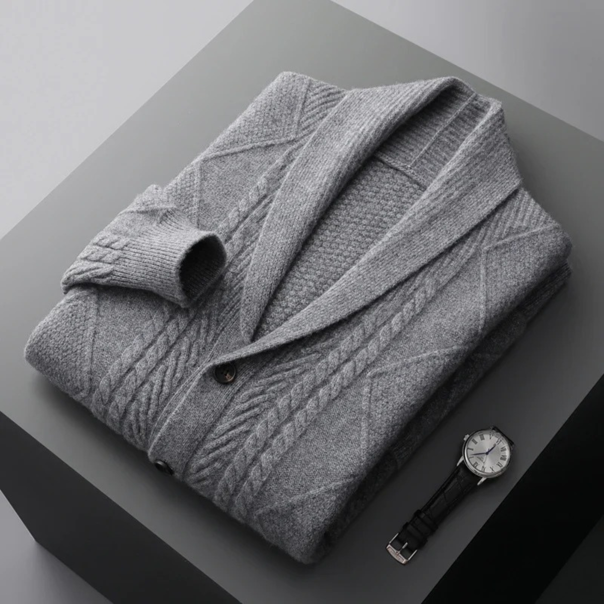 Mayfield – Zopfstrick-Cardigan mit Schalkragen