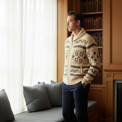 Pemberton – Gemusterter Cardigan mit Schalkragen