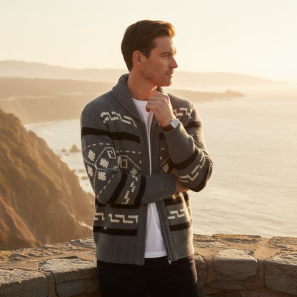 Pemberton – Gemusterter Cardigan mit Schalkragen