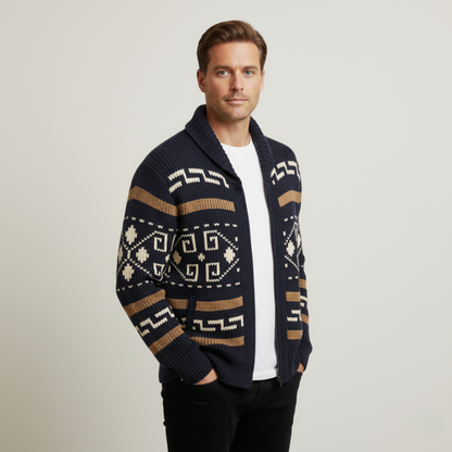 Pemberton – Gemusterter Cardigan mit Schalkragen
