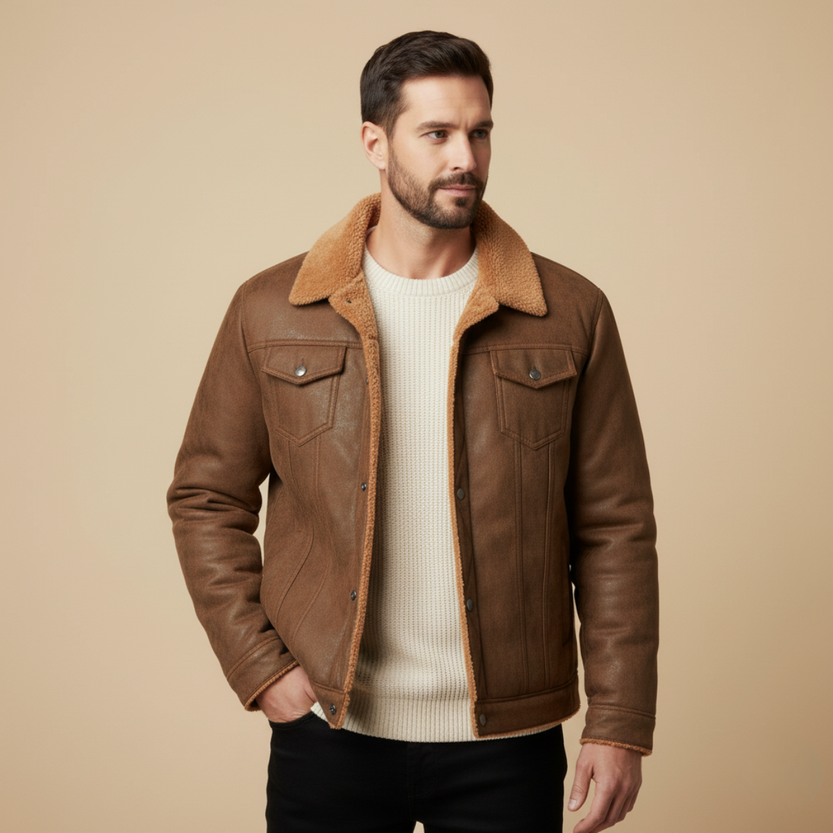 Hartley – Giacca trucker foderata sherpa