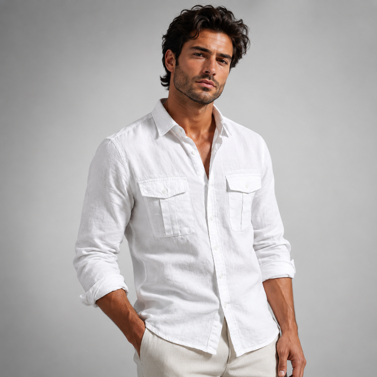 Brenmore White Linen Shirt