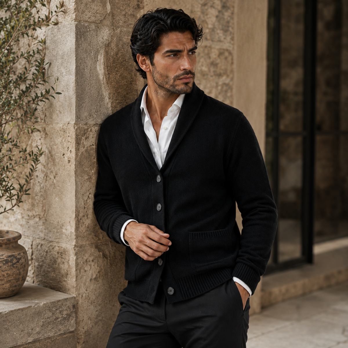 Merrick – Cardigan con collo sciallato