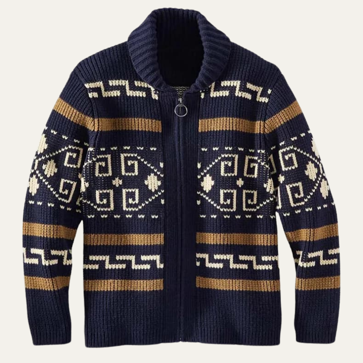 Pemberton – Gemusterter Cardigan mit Schalkragen