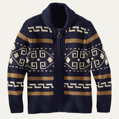 Pemberton – Gemusterter Cardigan mit Schalkragen