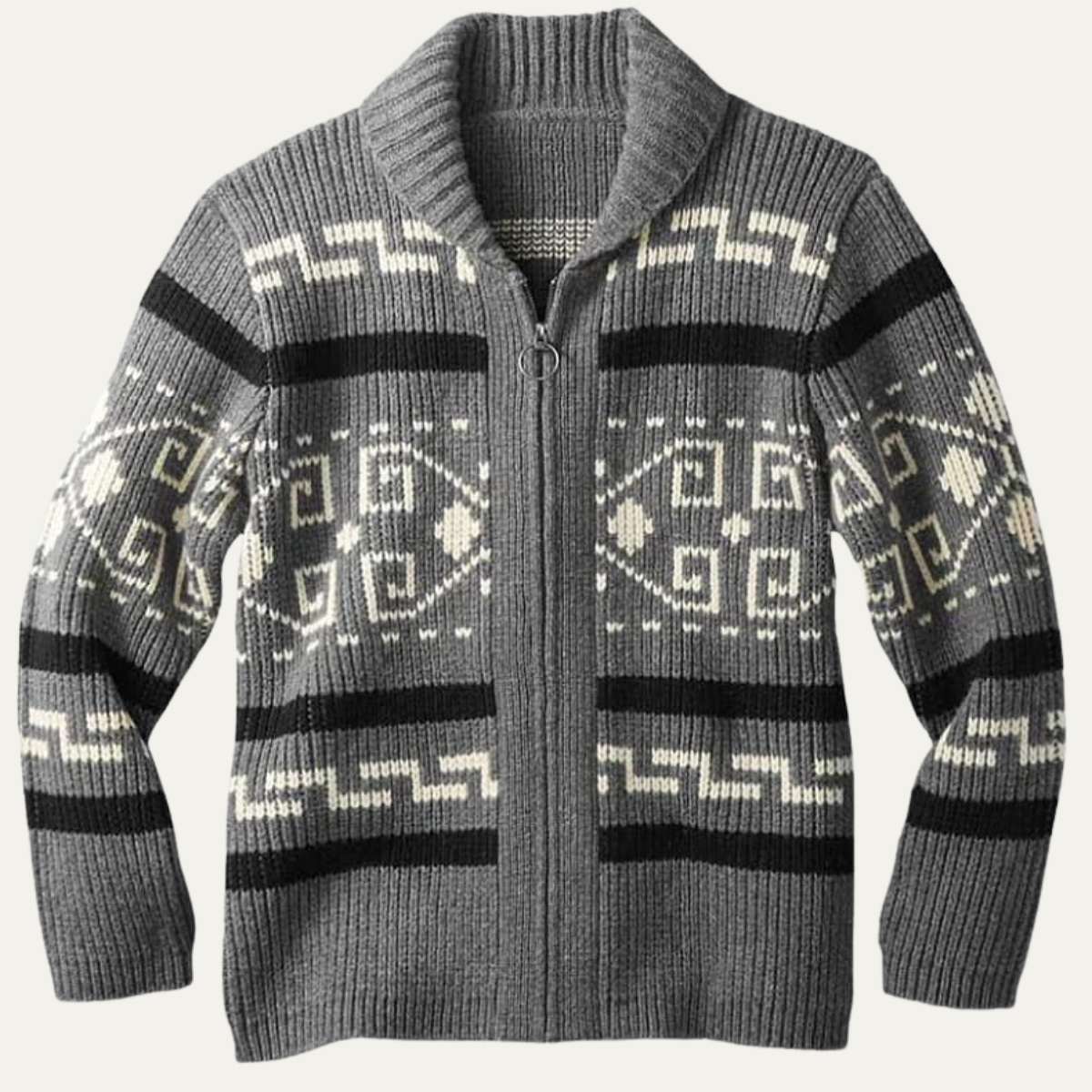 Pemberton – Gemusterter Cardigan mit Schalkragen