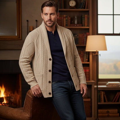 Mayfield – Zopfstrick-Cardigan mit Schalkragen