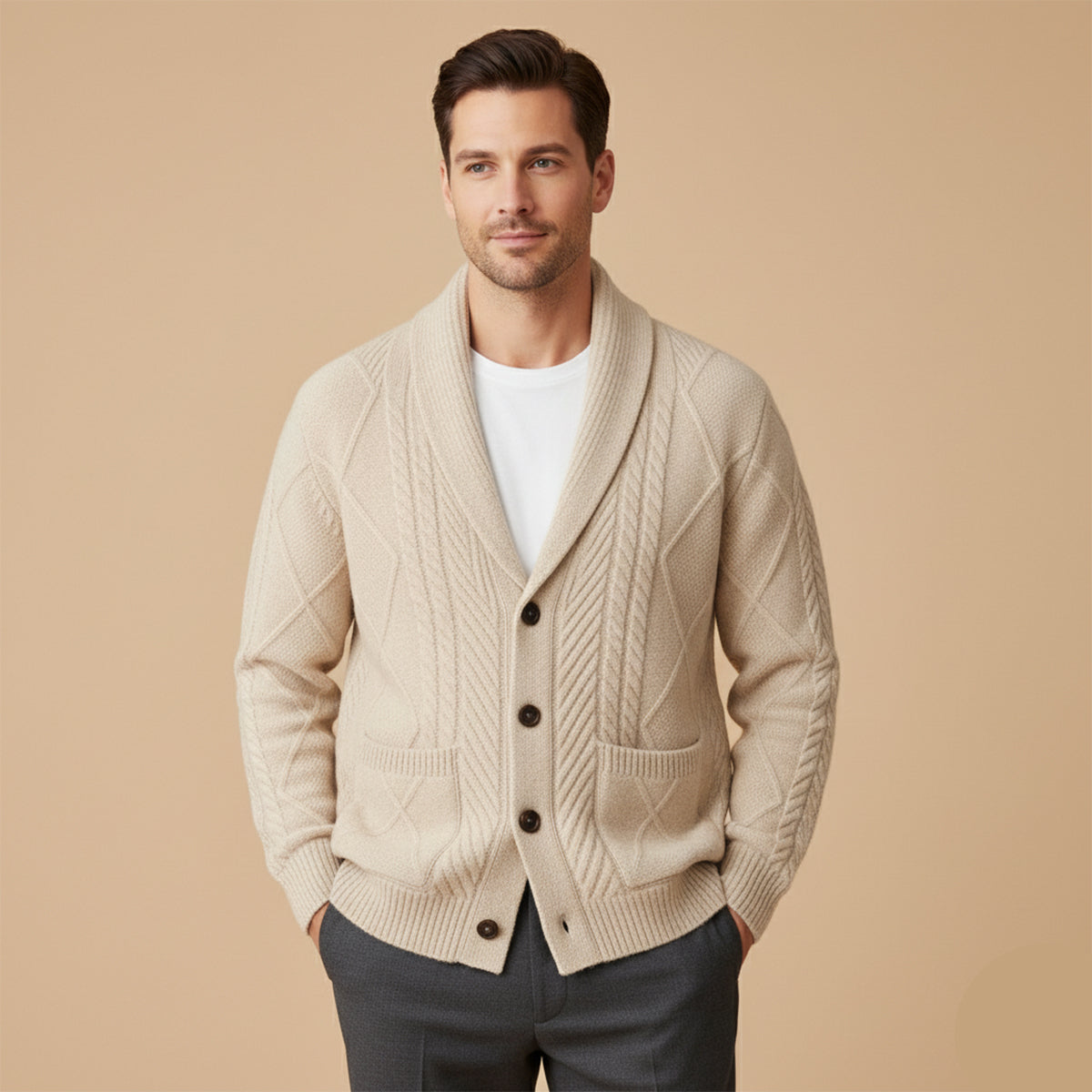 Mayfield – Zopfstrick-Cardigan mit Schalkragen