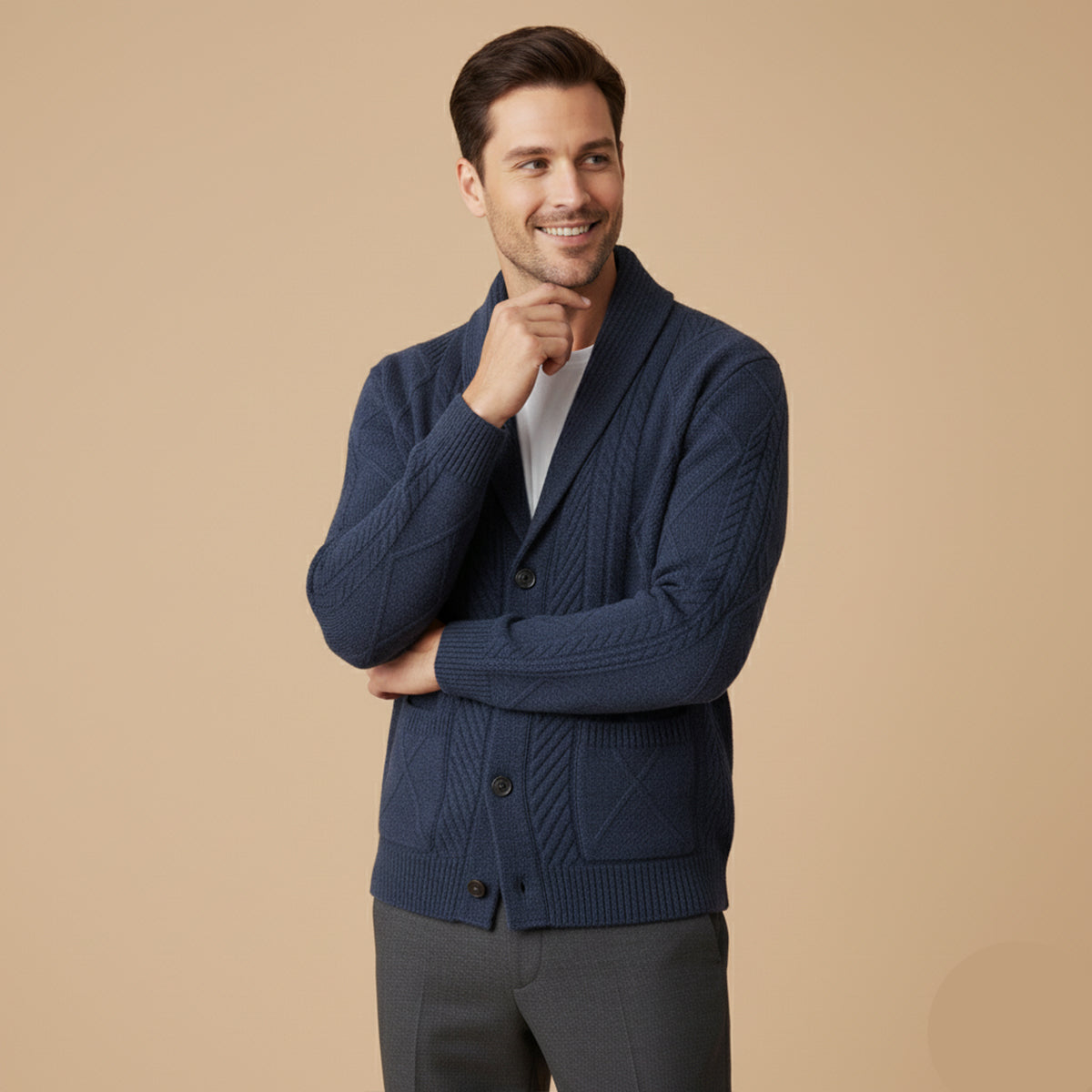 Mayfield – Zopfstrick-Cardigan mit Schalkragen